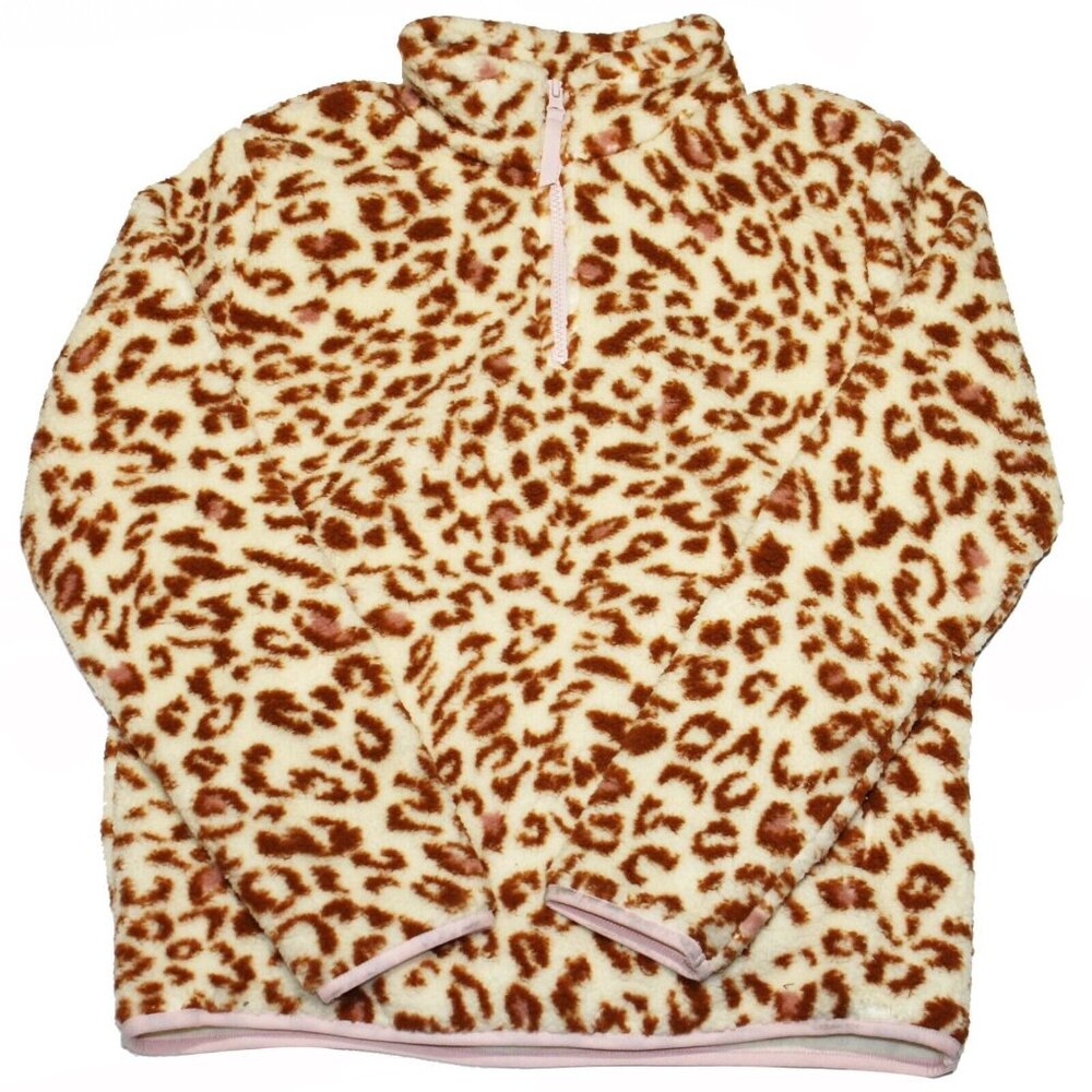 Girls Toddler Sherpa Fleece 1/4 Zip Jacket Sweater Size XXL Animal Print